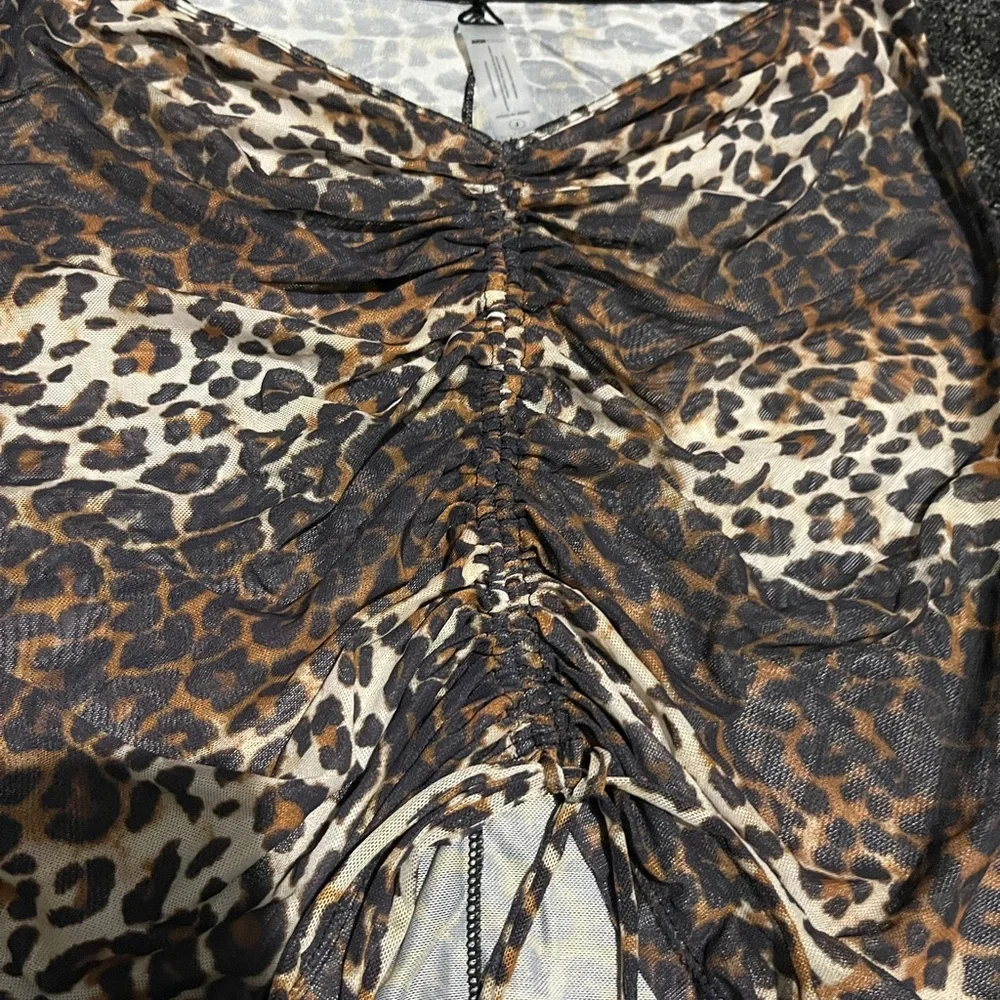 Fashion Nova Brown and Black Leopard Ruched Mini Skirt - Picture 3 of 3